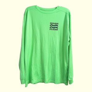 Porcupine Mountains Upper Michigan Neon Green Long Sleeve Shirt, XL